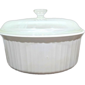 Corningware Vintage All White F-1-B 2.5 Quart Baking dish with Lid